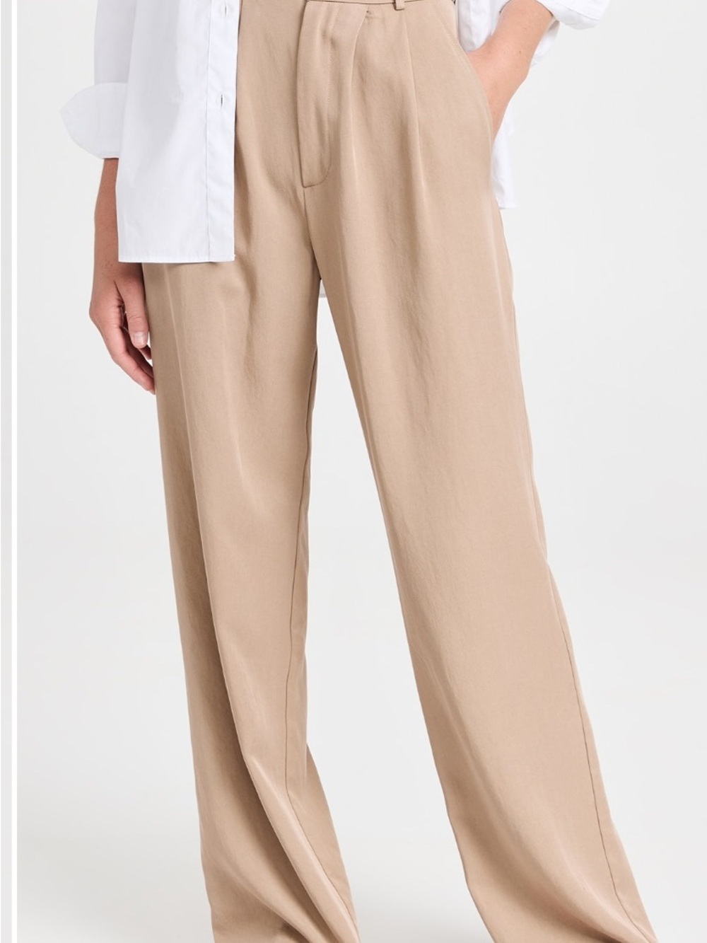 Reformation Mason Pant Tan Brown Wide Leg Mid Rise Slouchy Pants Trousers Size 6